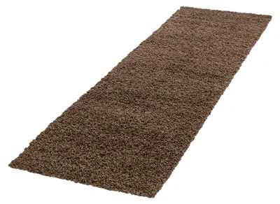 Produktbild von Villa Möbel Lifiva Wohnzimmer-Teppich, Hochflor-Teppich, Shaggy, Einfarbig, Farbe:Braun, Grösse:60x110 cm