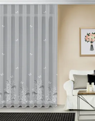Produktbild von Fertigstore Schmetterlinge mit Faltenband - Romantische Gardine von Albani: 245x450cm / Weiß Größe (HxB): 245x450cm Farbe: Weiß
