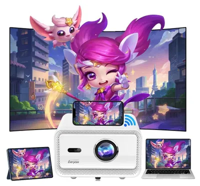 Obrázok produktu pre Mini projektor, rozlíšenie 1080p, jas 1500 lúmenov, kontrastný pomer 5000:1, projekčná vzdialenosť 1–8,5 m, 2 GB RAM