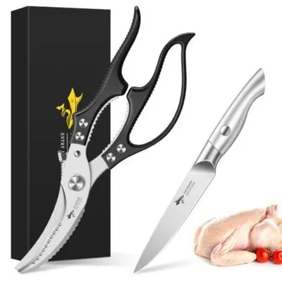 Immagine prodotto di Set di forbici per pollame e coltelli da cucina, acciaio inossidabile, 12,5 cm