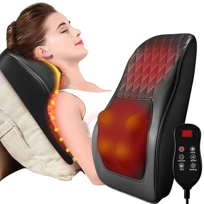 Image de Coussin de massage électrique pour la nuque, massage Shiatsu, fonction chauffante, noir, prise UE