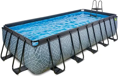 Produktbild von EXIT Stone Rahmenpool 540x250x122cm, Aufstellpool, mit Sandfilteranlage, Rechteckig, Grau