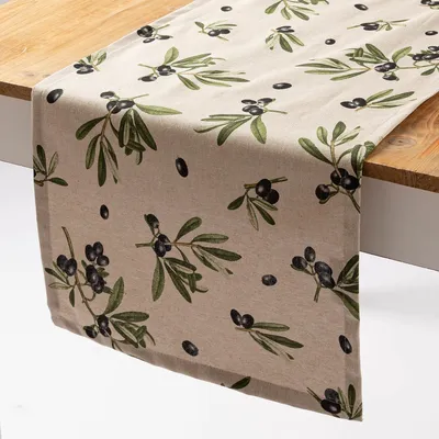 Produktbild von Tischläufer Olivenzweige natur 40x160cm von SCHÖNER LEBEN