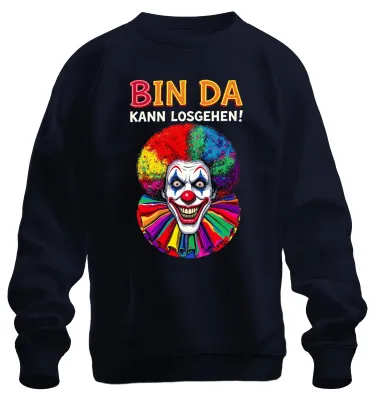 Obrázok produktu pre Bin da – môžeme začať: klaun, Kolín, karneval, blázon, šašo, uni mikina, námornícka modrá, XL