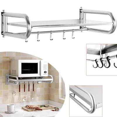 Produktbild von Mikrowellen Regal, Chromstahl Wandmontage Mikrowellenhalterung, Mikrowelle Regal für die Küche zu Hause