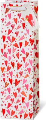 Produktbild von Geschenktüte Tasche Flaschentasche Wein Red hearts by Turnowsky rote Herzen Kraftpapier mit Goldprägung Liebe
