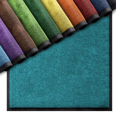 Produktbild von Premium Fußmatte für Innenbereiche - Türkis 80x120 cm - saugfähige Fußmatte waschbar bei 30 °C - Schmutzfangmatte mit rutschhemmendem Rücken