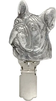Produktbild von Französische Bulldogge - Brosche mit Clip, Startnummernhalter, versilberte Anstecknadel für Hundeausstellungen der Marke Art-Dog