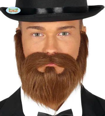 Produktbild von Mittelalterlicher Schnurrbart 19 Jahrhundert Karneval Fasching Bart Kostüm Majestät Abenteurer Stilvoll Authentisch, Farbe: Braun