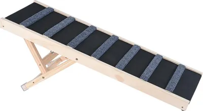 Produktbild von Hunderampe, klappbare Haustierrampe für Betten, verstellbare Hunderampe für kleine, große und alte Hunde und Katzen, Holzrampe für Haustiere mit einer Länge von 39,3 Zoll, verstellbar von 15 bis 22 Zoll, geeignet für Couch, Sofa, Auto