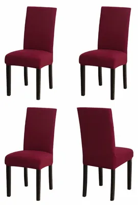 Productafbeelding van Stoelhoes set van 4, rood, stretch, Elasthan, wasbaar, geschikt voor eetkamerstoelen