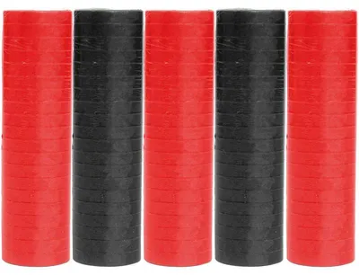 Produktbild von 5 Rollen Luftschlangen schwarz rot | schwer entflammbar
