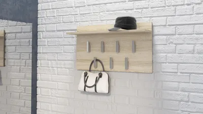 Image de raumhirsch : Penderie murale moderne avec étagère et 7 crochets, idéale pour l'entrée et le couloir
