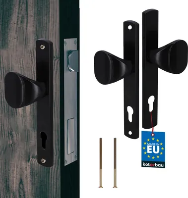 Produktbild von KOTARBAU® Türknauf 90 mm Langes Aluminiumschild Türgriff Türschloss Türklinke Türgriffe mit Rosette Zimmertür Türgriffe Innentüren Türklinken Türschloss Innentür Drückergarnitur Türbeschlag Schwarz