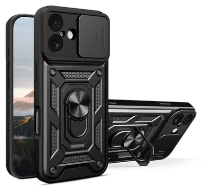 Image de Hybrid Armor Camshield Case pour Iphone 17 Blindé avec support et protection de l'appareil photo - Noir