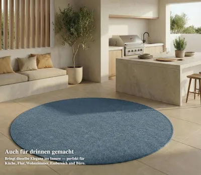 Immagine prodotto di Tappeto per interni ed esterni - Tappeto resistente alle intemperie per balcone, terrazza, giardino, soggiorno, cucina - Resistente ai raggi UV e all'acqua - Dimensioni 80 x 80 cm, blu