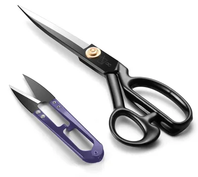Productafbeelding van Stoffschaar, 22,5 cm, van koolstofstaal, met draadsnijder, geschikt voor kleding, stof, leer, naaien en knutselen (voor rechtshandigen).
