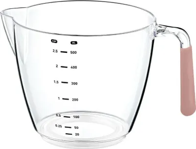 Produktbild von OKYANUS | Messbecher 0,5L - Transparent - Mit Skalierung - Antirutschgriff - Ideal für Küche