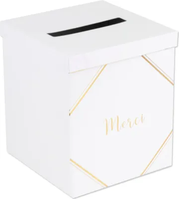 Produktbild von Briefbox Danke Weiß Gold Kartonurne 21 x 25 cm - Einheitsgröße