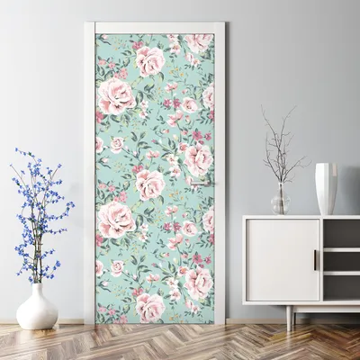 Produktbild von Dekorative Abnehmbarer Wandsticker Tapete Türtapete selbstklebend Vögel und Blumen 70 x 200 cm
