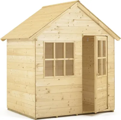 Produktbild von TP Toys Holz-Spielhaus REFUGE Braun mit Boden und Plexiglasfenstern 118 x 90 x 146 cm