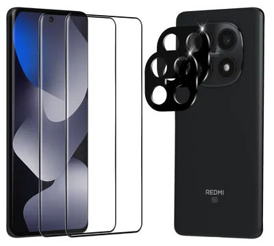 Obrázek produktu pro 2-balení Xiaomi Redmi Note 15 5G Ochranné sklo na displej & 2-balení ochrana objektivu - Tvrzené sklo 9H - Super kvalita 3D