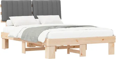 Productafbeelding van vidaXL Bedframe met gestoffeerde hoofdbord, lichtgrijs, 140 x 190 cm