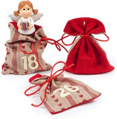 Image de Calendrier de l'Avent à remplir soi-même - 24 petits sacs en tissu - Sachets cadeaux pour Noël - Calendrier de Noël fait maison