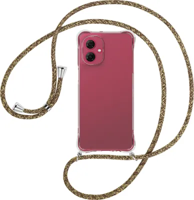 Produktbild von Handykette Backcover-Schutzhülle mit Band (Metall silberfarben) für Motorola Moto G55 5G - braun+beige