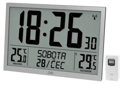 Obrázok produktu pre Digitálne rádiom riadené XL hodiny JVD RB9412.2, biele