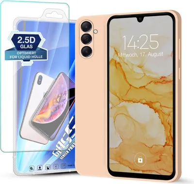Produktbild von Hülle für Samsung Galaxy A05s mit 9H Displayglas Displayschutz Plus Case Cover Bumper Silikon Softgrip Schutzhülle Farbe: Rosa