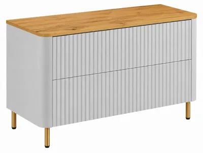 Immagine prodotto di Mobile da bagno, 100 cm, bianco, piano in impiallacciatura di rovere, gambe dorate, dimensioni 100,8 x 44,2 x 65 cm, productTiles.product.images.aiGenerated