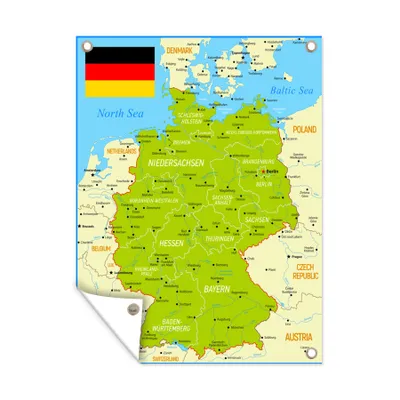 Obrázek produktu pro MuchoWow® Zahradní plakáty - Barevná mapa Německa - 160x120 cm - Zahradní dekorace