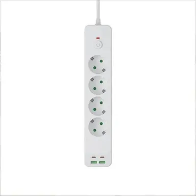 Produktbild von Steckdosenleiste mit 4 Steckdosen 2 USB-A und 2 USB-C überspannungsgeschützt
