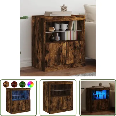 Produktbild von The Living Store Sideboard mit LED-Leuchten Räuchereiche 60x37x67 cm