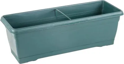 Produktbild von 1+1 Blumentopf mit Wasserauffang - Selbstbewässerung - Dunkelgrün - Balkonpflanze - 52 cm Kräutertopf - Pflanzgefäß
