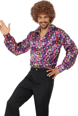 Produktbild von 60s Psychedelic CND Shirt Hippie Hemd bunt M