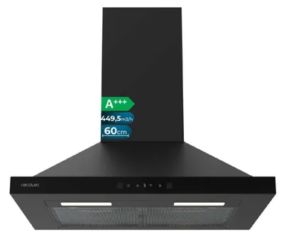 Productafbeelding van Cecotec Bolero Flux Pt 604400, decoratieve afzuigkap, zwart, universele maat / EU-stekker, 220V, zwart, universele maat