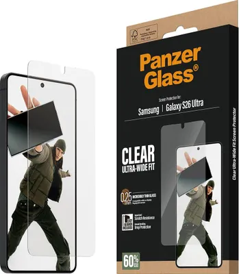 Immagine prodotto di Vetro temperato con applicatore per Galaxy S26 Ultra, PanzerGlass Ultra-Wide Fit, trasparente