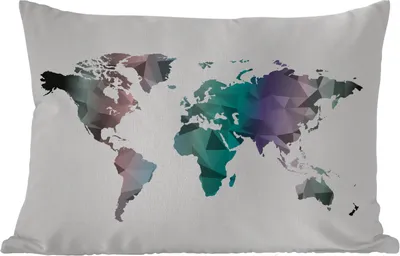 Produktbild von MuchoWow® Outdoor Kissen - Weltkarte - Abstrakt - Farben - Kinder - Jungen - Mädchen - 60x40 cm - Wetterfest - Lounge Kissen - Zierkissen - Kissen für Innenräume