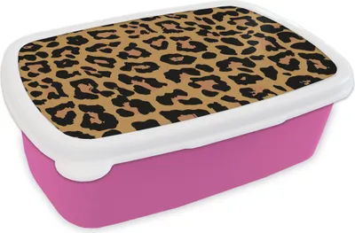 Produktbild von KitchenYeah® Lunchbox Brotzeit Brotdose 17x11 cm Panther Druck - Tiere - Braun Kinder Brotzeitdose - Lunchpaket - Brotkasten  - Sandwich Box
