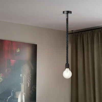 Produktbild von Home Sweet Home Hängeleuchte Leonardo - Schwarz und Baumwolle - 10x10x115cm