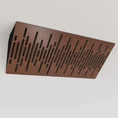 Obrázek produktu pro Balení po 2 kusech – Úzká akustická rohová basová past s sametovým potahem | 23 x 50 x 10 cm | Odraz – zvuková izolace | [WAVE (Horizont) – ořech | hnědá]
