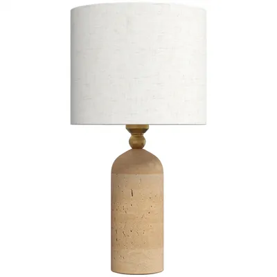 Produktbild von Tischlampe Vintage E27 Nachttischlampe Stoffschirm Kabel, 48 cm Beige