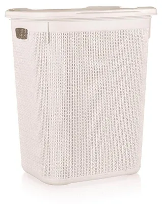 Produktbild von BRILANZ Korb aus Rattan mit Deckel 50 l, 43 x 34 x 55 cm, cremig