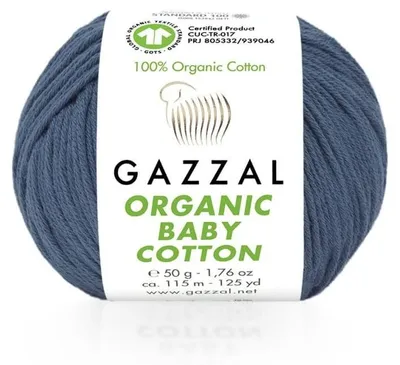 Obrázek produktu pro Příze Gazzal Organic Baby Bavlna 434 c. barva "džínová" - pro pletení a háčkování