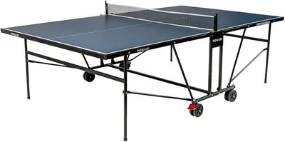 Productafbeelding van Tafeltennistafel 500 - Tafeltennistafel voor binnen - Opvouwbare tafeltennistafel - Inklapbaar - Originele tafeltennistafel - Met wielen - Verrijdbaar - Blauw