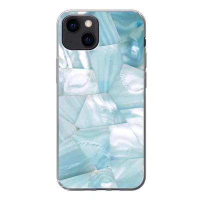 Produktbild von MuchoWow® Handyhülle Schutzhülle Hülle für iPhone 13 mini Naturstein - Blau - Perlmutt Silikon Softcase Handy Hülle - Softcase
