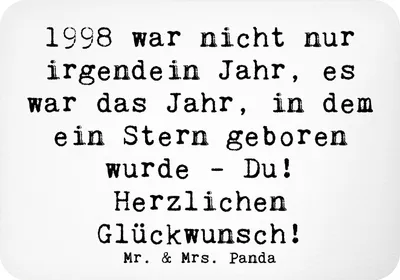Produktbild von Mr. & Mrs. Panda magnet Spruch 1998 Geburtstag - Weiß - Geschenk, Kühlschrankmagnet, Happy Birthday, zettelhalter, Geburtstagsgeschenk, whiteboardmagnet, Notizhalter