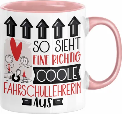 Produktbild von Fahrschullehrerin Geschenk Tasse Geschenkidee für Fahrschullehrerin Geburtstag Weihnachten Spruch So Sieht Eine Richtig Coole Fahrschullehrerin Aus Kaffee-Becher  (Rosa)